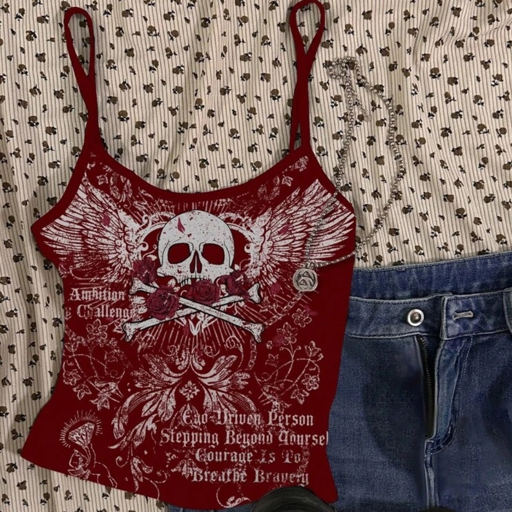 Rocket Girl Skull Graphic Print Tank NEW 🏷️